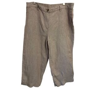 J.Jill Love Linen Wide Leg Cropped Pants Large 100% Linen Elastic Back